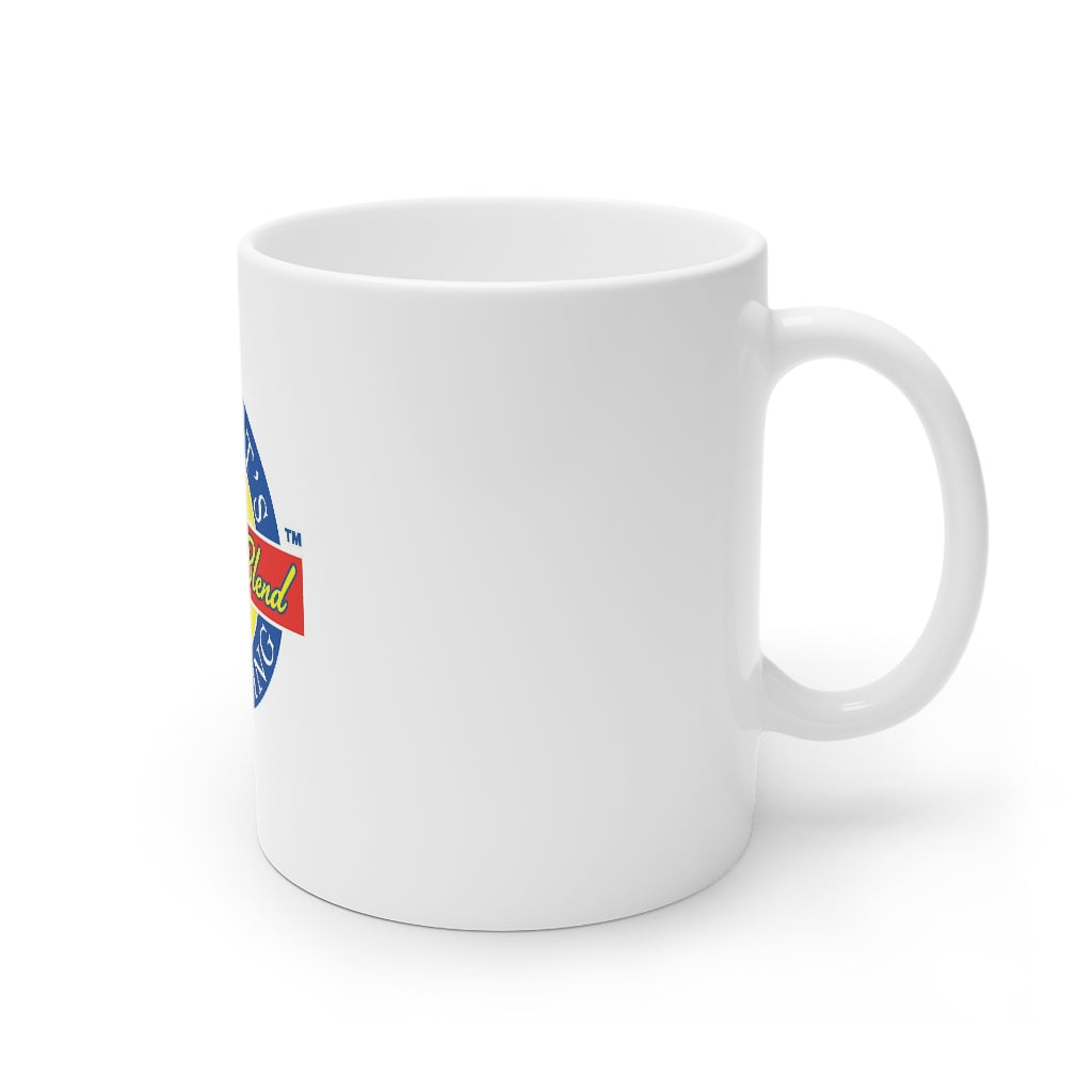 11 oz white ceramic mug – Modern Legend, LLC.